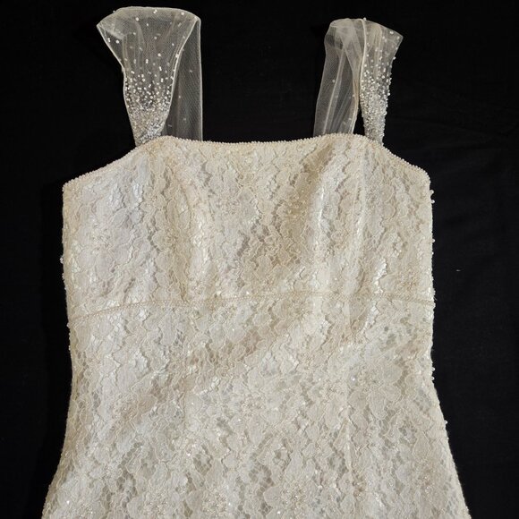 GALINA "Your Fairy Big Day" IVORY Empire Waist Beaded Lace Wedding Dress Size 12 - Picture 10 of 17